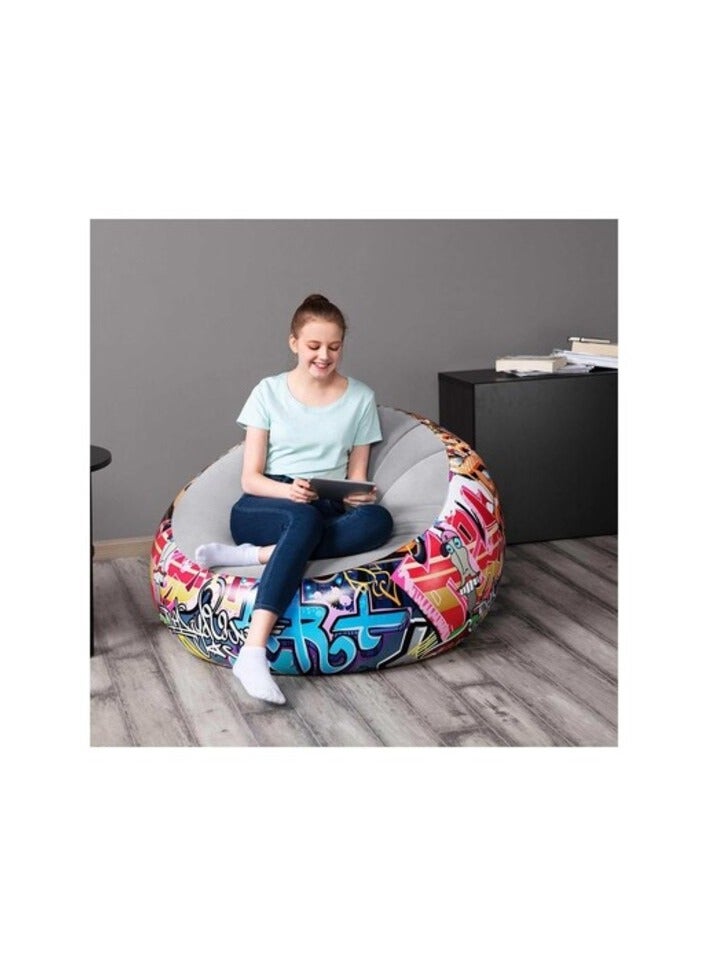 بست واي بيست واي كرسي هوائي قابل للنفخ ذو سطح ناعم جرافيتي متعدد الألوان 112x112x66 سم - Image 2