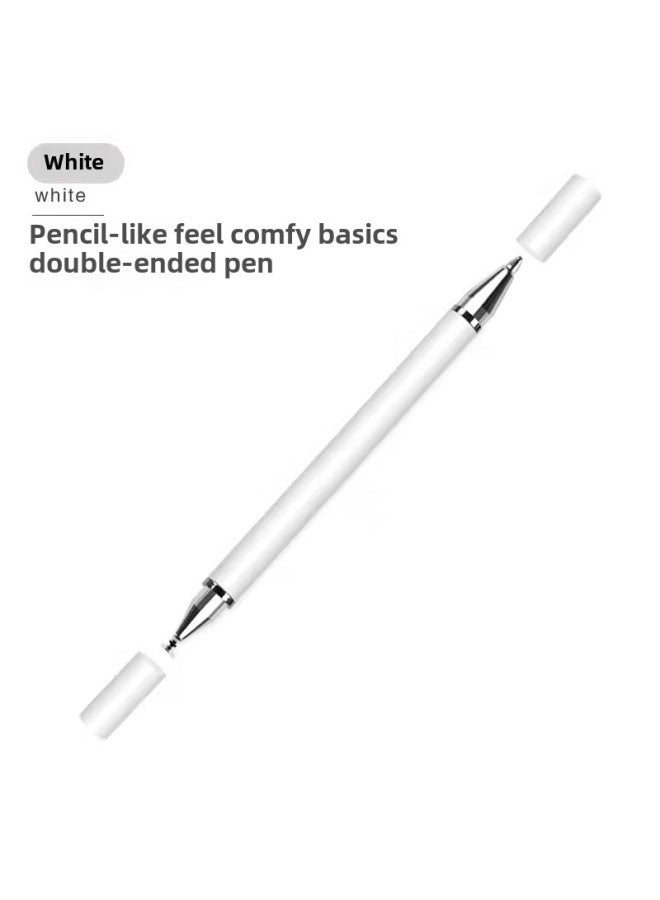 3-in-1 Multi-functional Mobile Phone Stand Touch Pen Ballpoint Pen Round Disk Capacitive Tablet Handwriting-Color:Two In One White disc Pen + Ballpoint Pen】 - Image 1
