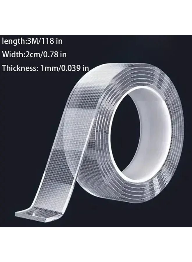 3 قطع شريط لاصق مزدوج الجوانب فائق القوة من النانو بطول 118 بوصة شفاف قابل للإزالة مقاوم للماء - Image 5
