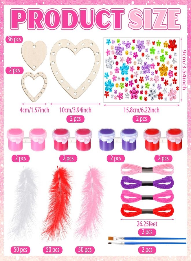 Wovnet 12 Sets Valentine's Day Heart Dream Catchers Painting Your Own Dreamcatchers DIY Valentines Heart Valentine's Crafts Wooden Coloring Arts for Party Activity - Image 3