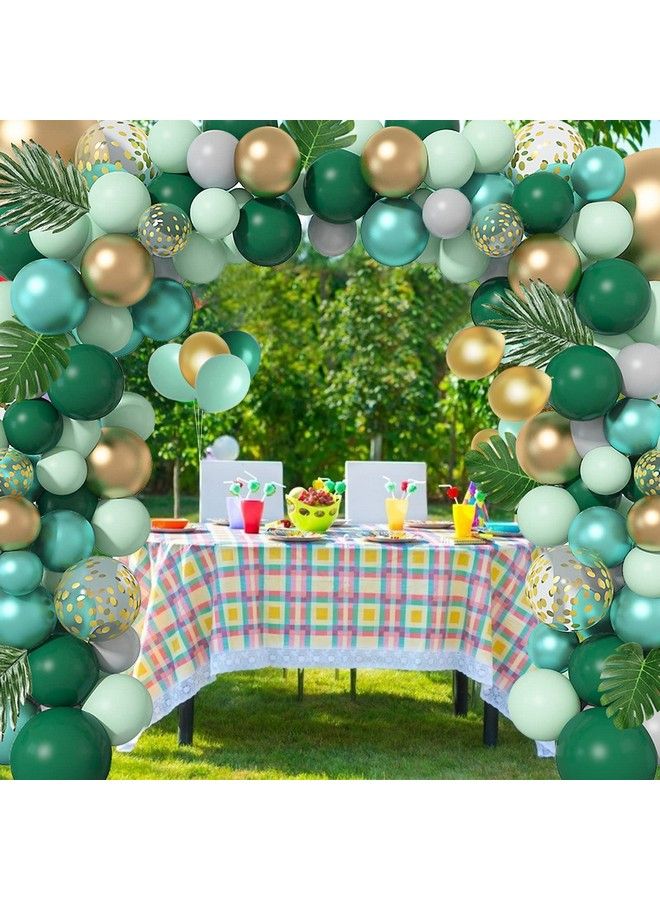 Ouddy Jungle Safari Party Balloons Arch Garland Kit 139Pcs Metallic Gold Green Confetti Balloons With Tropical Palm Leaves For Animal Wild One Birthday Dinosaur Party Safari Baby Shower For Boys Supplies  - Image 4