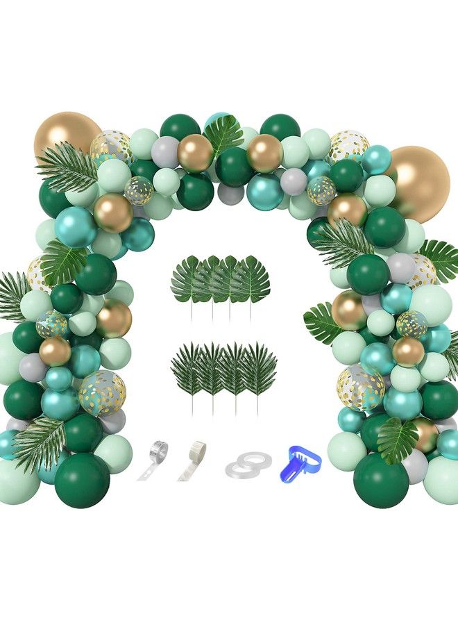 Ouddy Jungle Safari Party Balloons Arch Garland Kit 139Pcs Metallic Gold Green Confetti Balloons With Tropical Palm Leaves For Animal Wild One Birthday Dinosaur Party Safari Baby Shower For Boys Supplies  - Image 2