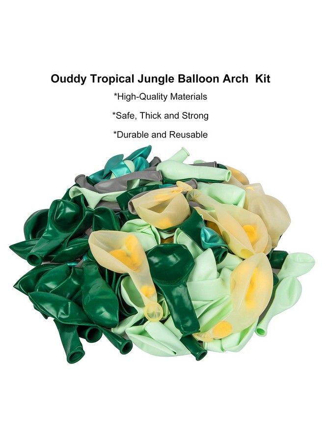 Ouddy Jungle Safari Party Balloons Arch Garland Kit 139Pcs Metallic Gold Green Confetti Balloons With Tropical Palm Leaves For Animal Wild One Birthday Dinosaur Party Safari Baby Shower For Boys Supplies  - Image 3