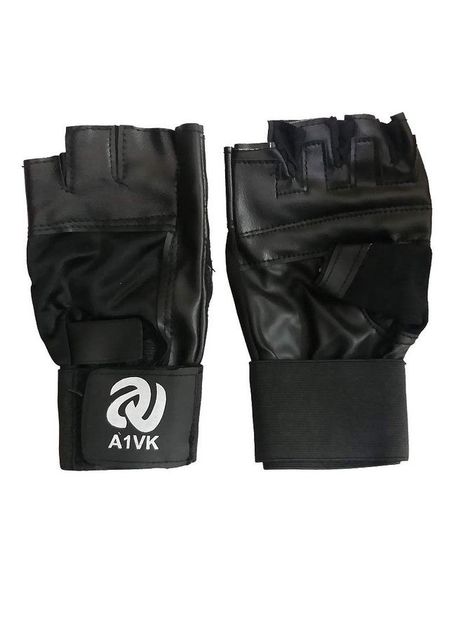 A1VK Leather Gym Gloves Black. - Image 1