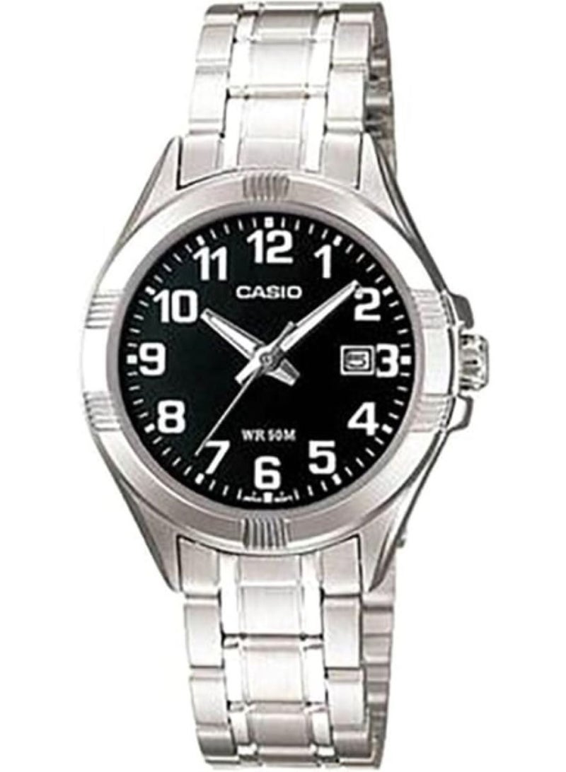CASIO ساعة كاسيو للرجال والنساء بسوار من الستانلس ستيل ومينا سوداء MTP/LTP-1308D-1BVDF - Image 3