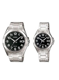 CASIO Casio His & Her Black Dial Stainless Steel Band Couple Watch MTP/LTP-1308D-1BVDF  - Image 1