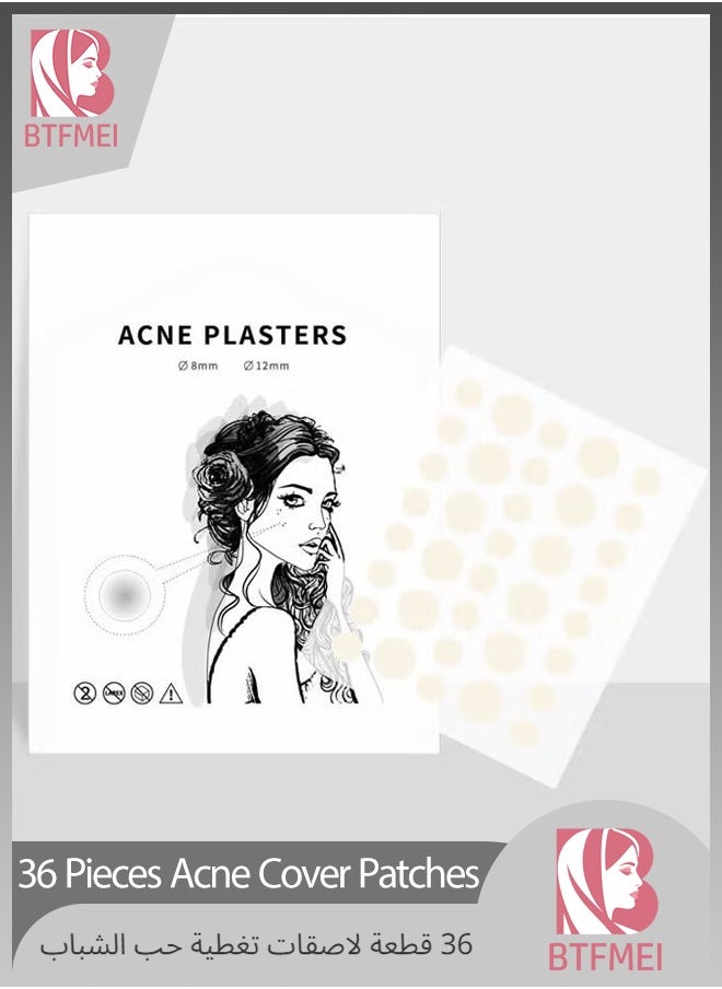 BTFMEI 36 Pieces Hydrocolloid Acne Cover Patches, Invisible Makeup Closed Acne Patch, Effective for Blackheads, Whiteheads and Closed Comedones  - Image 1