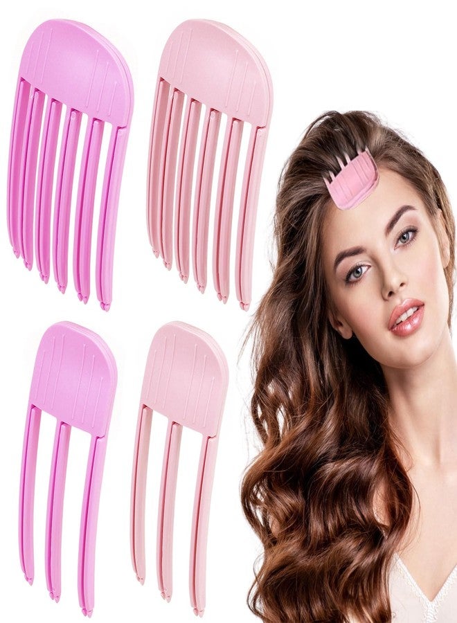 Wanheart 4Pcs Wind Shaping Styling Comb for Fluffy Bangs for Volume and Heatless Curls, Hair Volumizer Styling Tools Hair Lifting Essential for Women's Natural Voluminous Looks (Pink) - Image 1