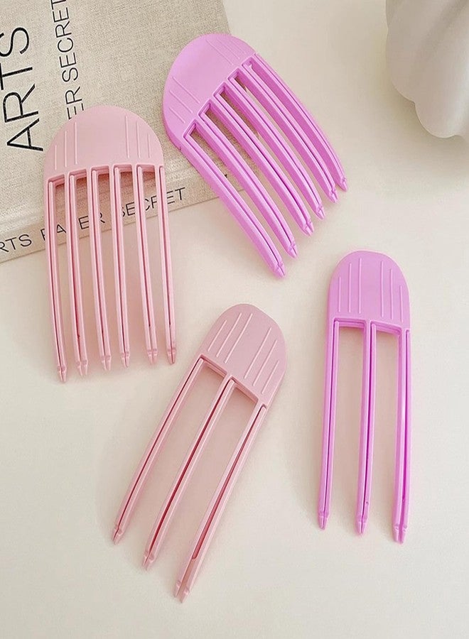 Wanheart 4Pcs Wind Shaping Styling Comb for Fluffy Bangs for Volume and Heatless Curls, Hair Volumizer Styling Tools Hair Lifting Essential for Women's Natural Voluminous Looks (Pink) - Image 5