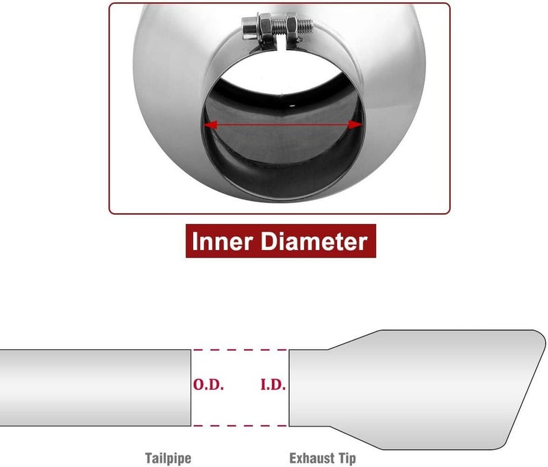 U-Power Universal Diesel Trucks Car Exhaust Tip 4 Inch Inlet 6" Outlet 15" Long Stainless Steel Bolt-On - Image 3
