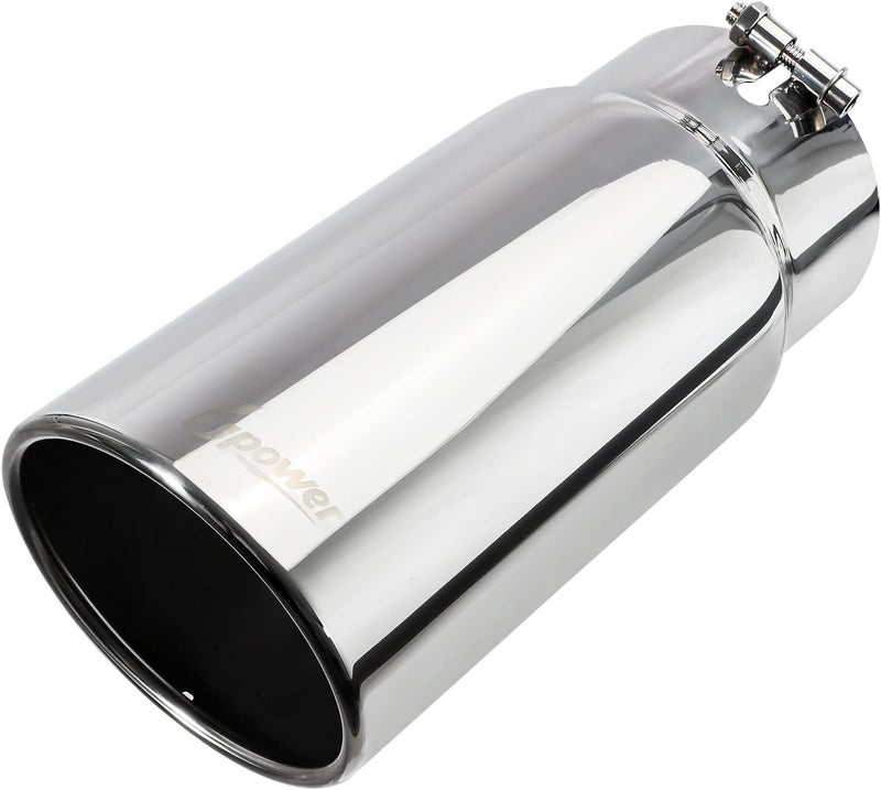 U-Power Universal Diesel Trucks Car Exhaust Tip 4 Inch Inlet 6" Outlet 15" Long Stainless Steel Bolt-On - Image 1