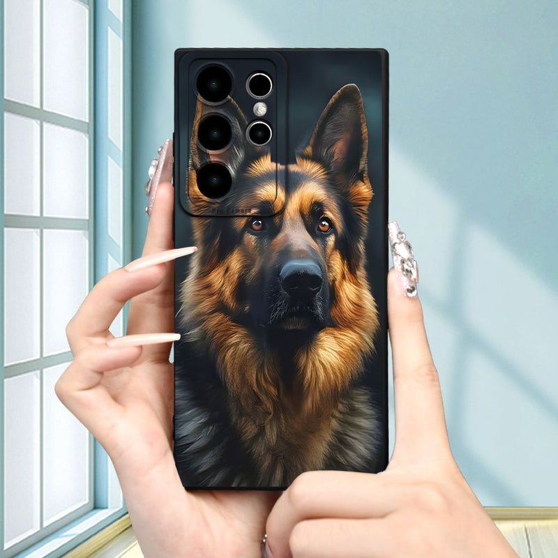 Black Frosted Texture Drop Proof Phone Case Compatible With Samsung Galaxy A15 4G Stylish Dog Pattern Simple Minimalist Design For Men Women - Image 4