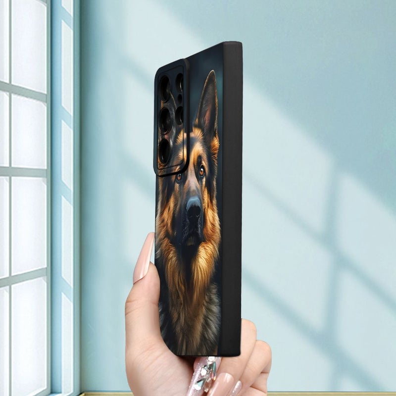 Black Frosted Texture Drop Proof Phone Case Compatible With Samsung Galaxy A15 4G Stylish Dog Pattern Simple Minimalist Design For Men Women - Image 5