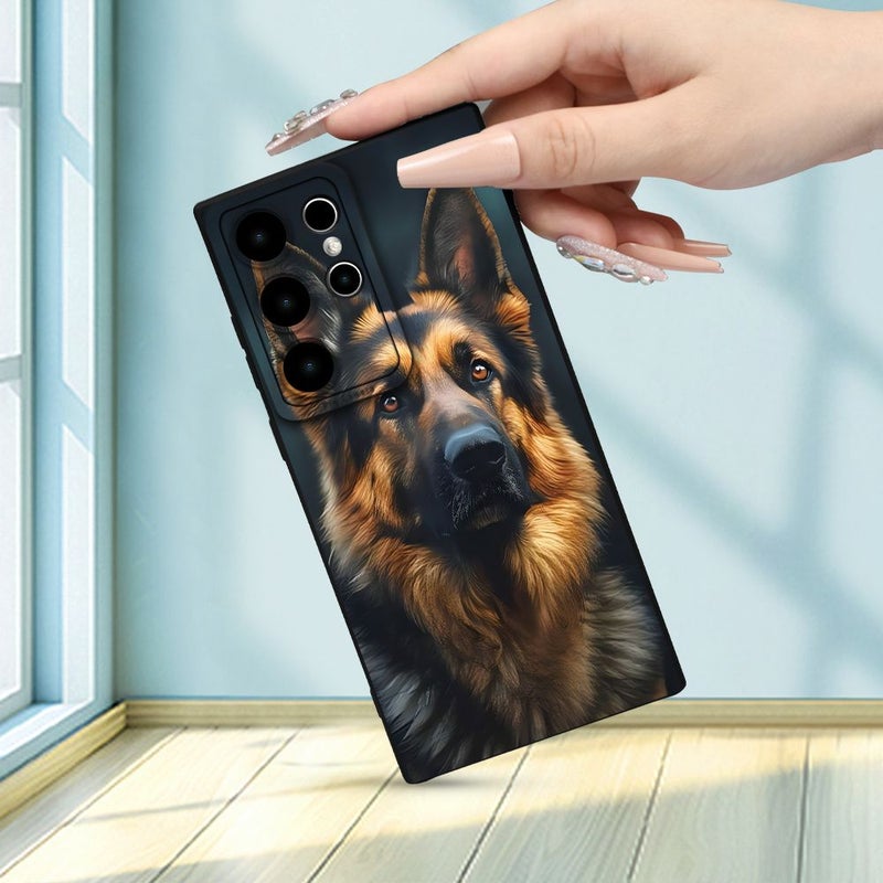 Black Frosted Texture Drop Proof Phone Case Compatible With Samsung Galaxy A15 4G Stylish Dog Pattern Simple Minimalist Design For Men Women - Image 1