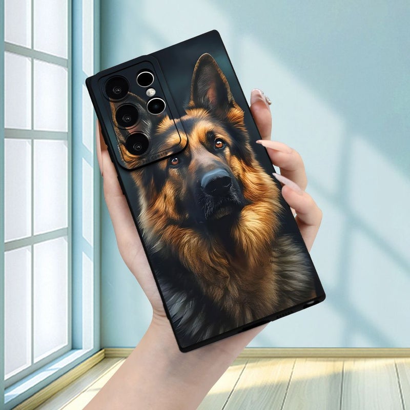 Black Frosted Texture Drop Proof Phone Case Compatible With Samsung Galaxy A15 4G Stylish Dog Pattern Simple Minimalist Design For Men Women - Image 2