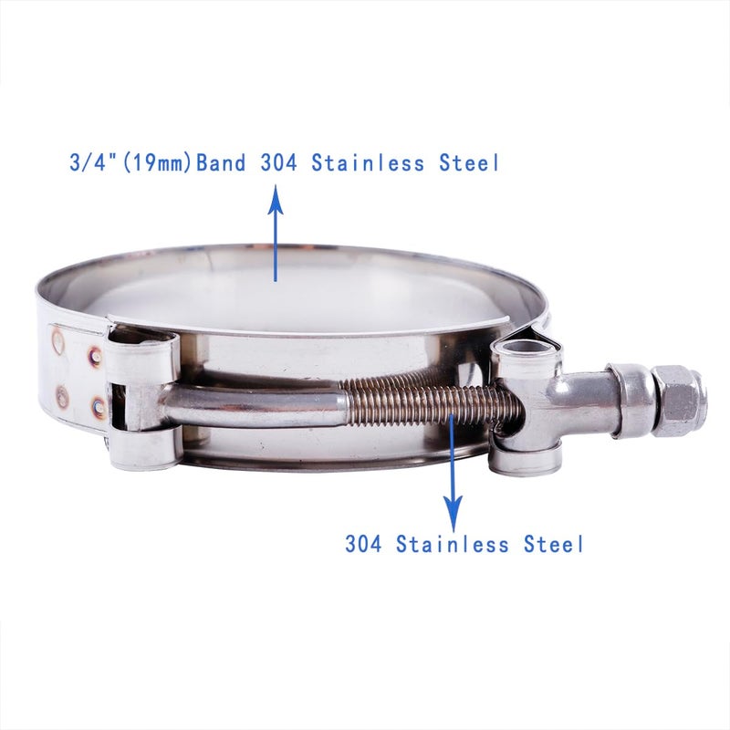 LUXERAD 2Pcs 25 Inch Stainless Steel TBolt Hose ClampsClamp Range 6677mm for Turbo Intake hose Clamps25 Clamp Range 2336677mm - Image 4