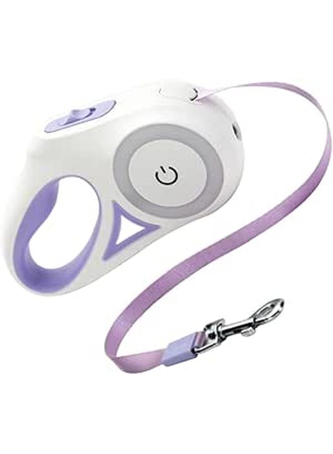 Retractable Dog Leash With LED Light And Reflective Rope 5M For Medium Dogs Night Walking Purple - Image 1