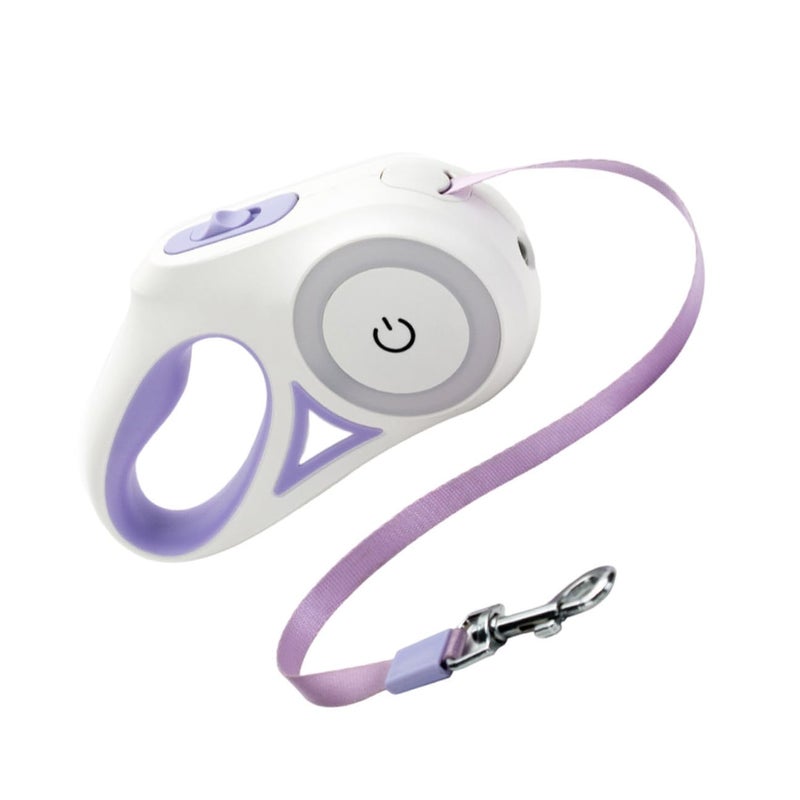 Retractable Dog Leash With LED Light And Reflective Rope 5M For Medium Dogs Night Walking Purple - Image 2