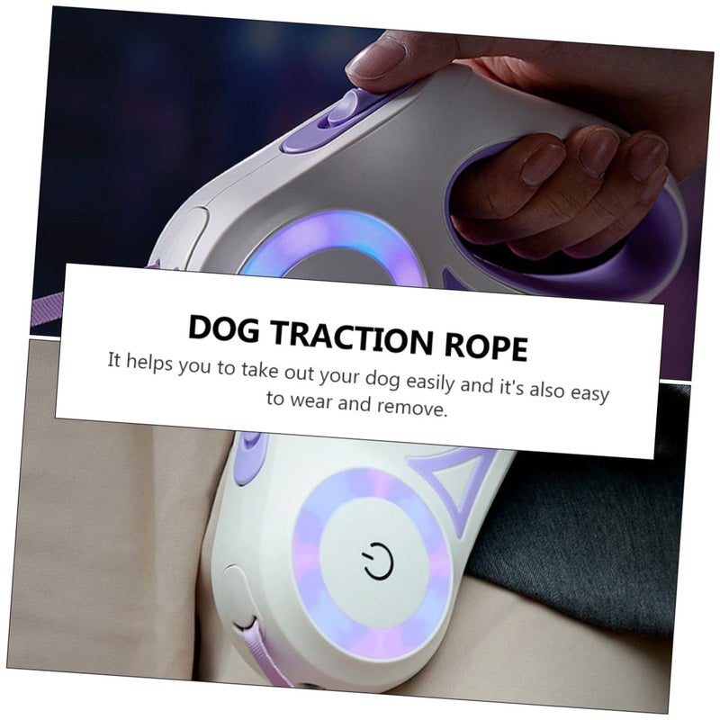 Retractable Dog Leash With LED Light And Reflective Rope 5M For Medium Dogs Night Walking Purple - Image 5