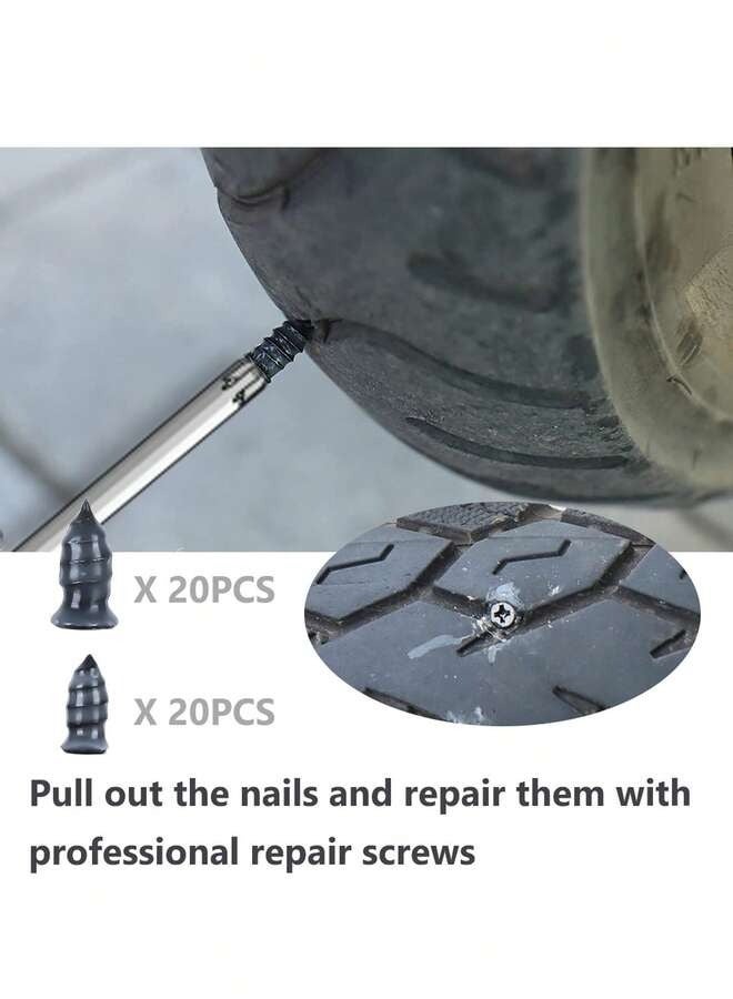 Generic 40 Pcs Tire Repair Rubber Nail Tire Repair Rubber Screws Fast Tool Self-Service Suitable For Car Motorcycle Tire Puncture Repair  - Image 5