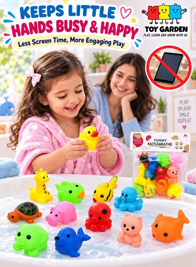 TOY GARDEN Funny Bath Set for Kids, 12 Piece Animal Bath Toys with Cute Rattle Shapes, Colorful Baby Bath Toys for Tub Water Play, Assorted Colour - Image 2