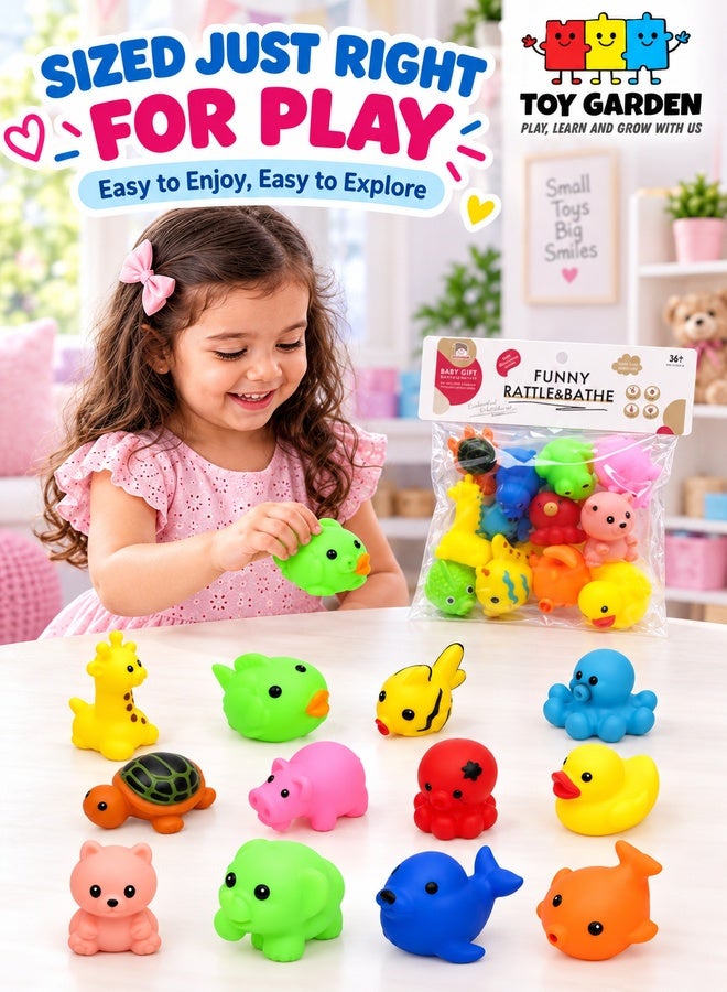 TOY GARDEN Funny Bath Set for Kids, 12 Piece Animal Bath Toys with Cute Rattle Shapes, Colorful Baby Bath Toys for Tub Water Play, Assorted Colour - Image 4