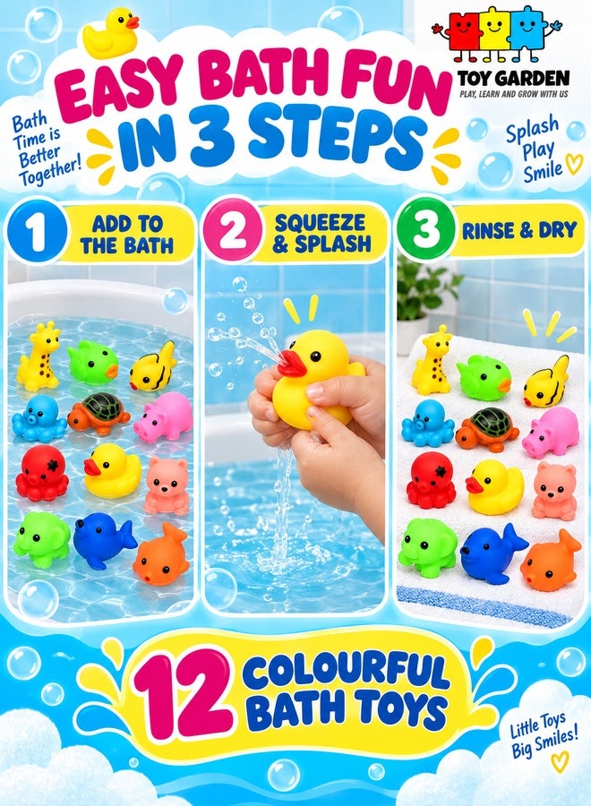 TOY GARDEN Funny Bath Set for Kids, 12 Piece Animal Bath Toys with Cute Rattle Shapes, Colorful Baby Bath Toys for Tub Water Play, Assorted Colour - Image 5
