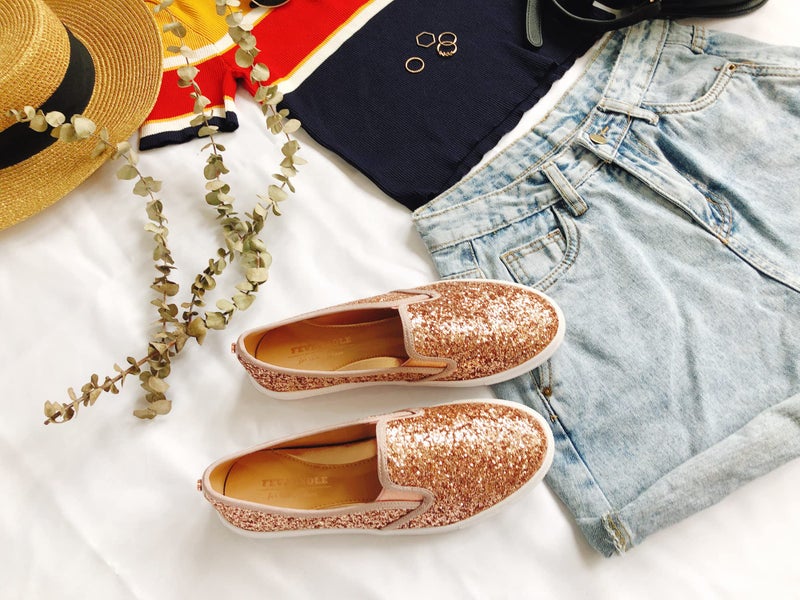 FEVERSOLE Women's Fashion Slip-On Sneaker Casual Flat Loafers Rose Gold Size 9 M US - Image 3