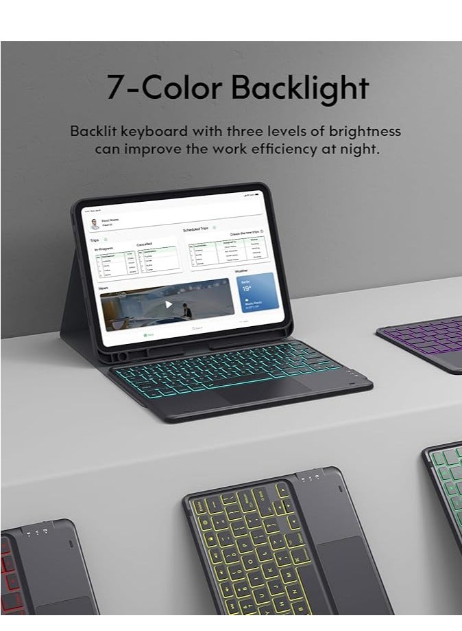 iPad Pro 11 Inch Case with Keyboard (M4) 2024, Magnetic Detachable Keyboard with Backlit, 2 Wireless Channels, Touchpad  Pencil Holder, Precise Cutouts Case for iPad Pro 11'', Black - Image 4