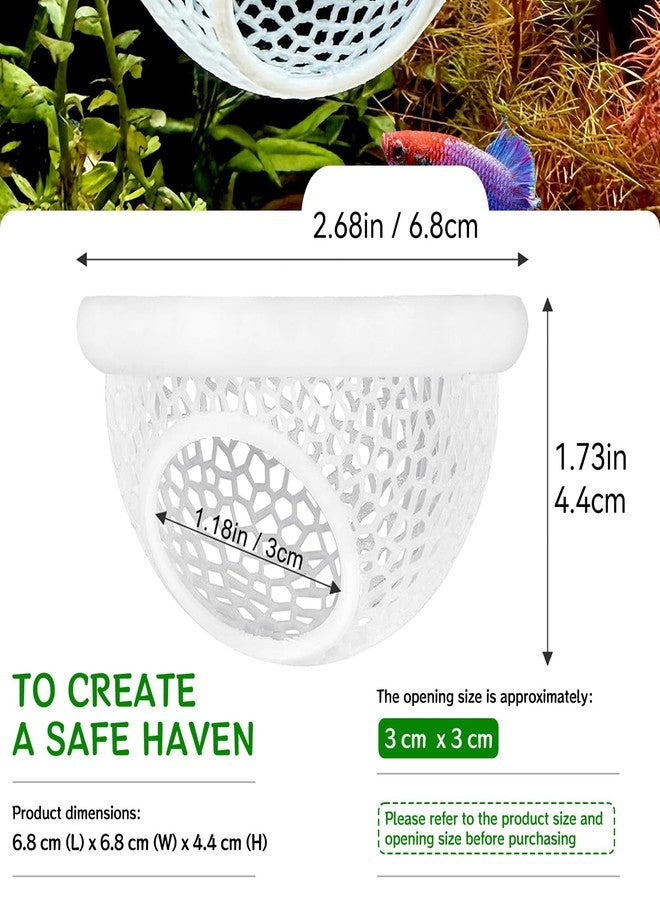 MEKICOWL Aquarium Betta Fish Feeding Station, Floating Ring with Cave Hammock, Fish Hide Decoration, White - Image 3