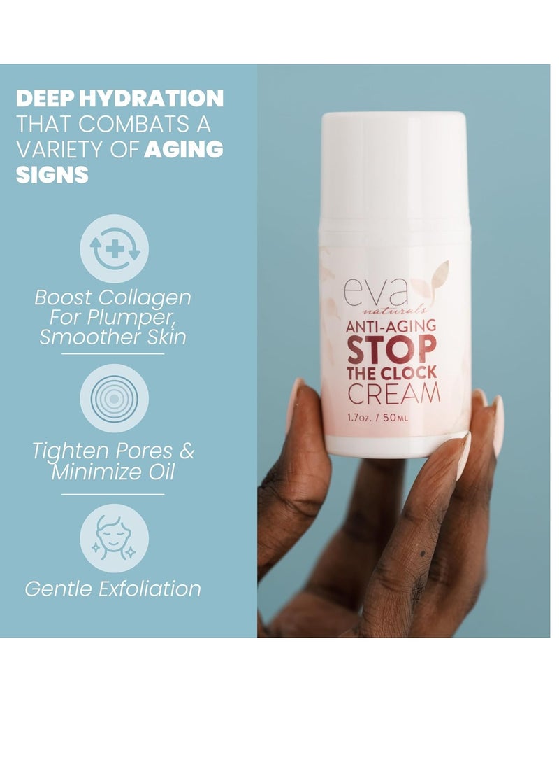 Eva Naturals Eva Naturals Stop the Clock Anti-Aging Cream (1.7oz) - Face Moisturizer Visibly Reduces Wrinkles, Facial Skin Care Products With Glycolic - Moisturizer for Face - Premium Quality Face Cream  - Image 3