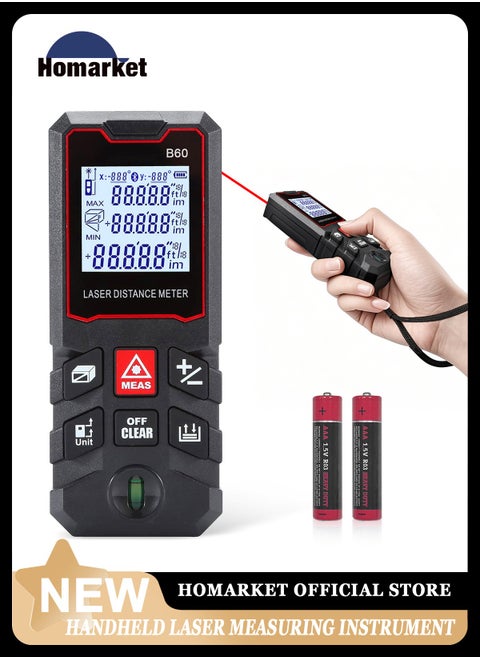 60m/100m Digital Laser Distance Meter with Bubble Level Handheld Laser Measure LCD Mini Range Finder Distance/Area/Volume/Pythagorean Measuring Tool Unit Switching