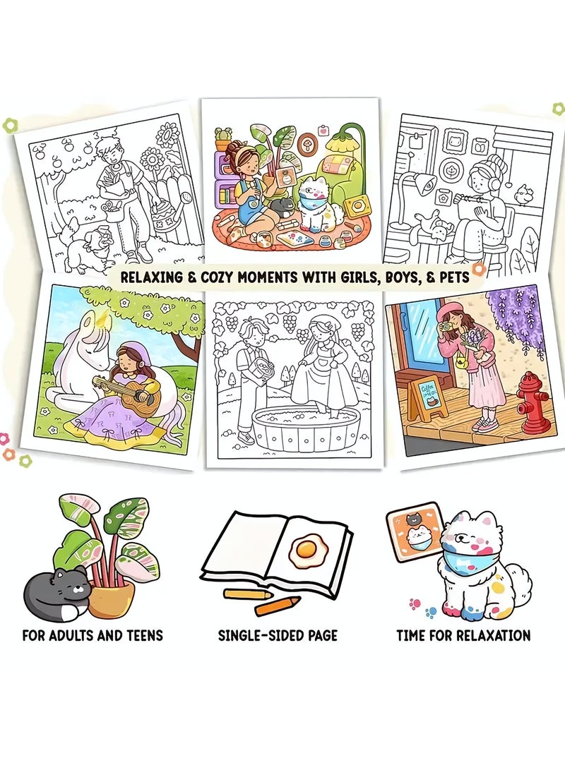Coloring Book for Adults & Teens, Cozy Times: Easy-to-Color Relax Book with Fun Illustrations, High-Quality Paper, Coloring Book Daily Relaxation Activity, Perfect Gift for Cozy Spaces & Holiday Gifting - Image 4