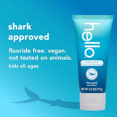 hello Smiling Shark Fluoride Free Kids Toothpaste, Natural Fruit Punch, 4.2 Oz Tube (Pack of 3) - Image 5