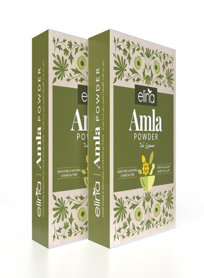 Elina Pure Herbal Amla Powder 200g (100gx2) | Organic Dried Indian Gooseberry Hair Growth Powder for Natural Black Hair | 100% Pure & Natural Amala hair Pack | Pure Herbal Mask for Frizz Control - Image 1