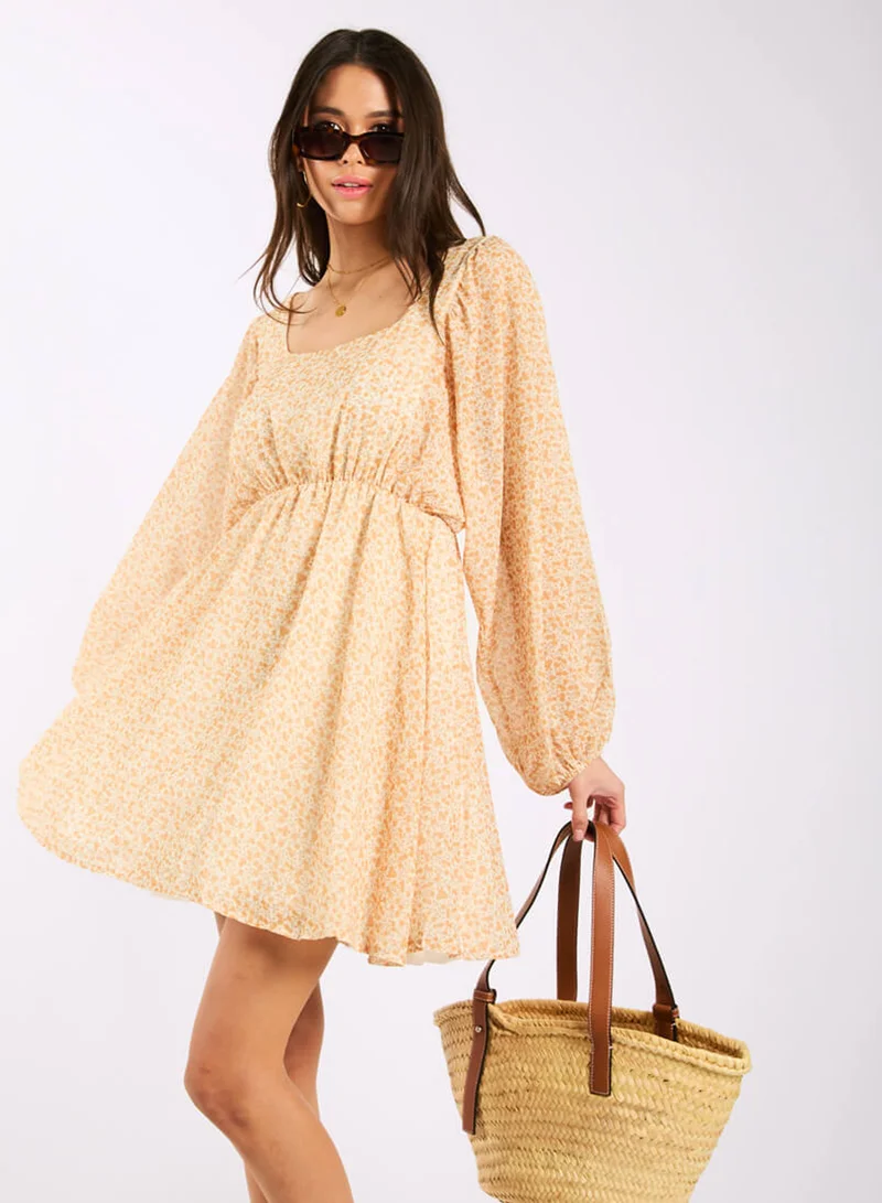Needs No Label  Yellow Floral Swing Dress for Women | Best Price UAE