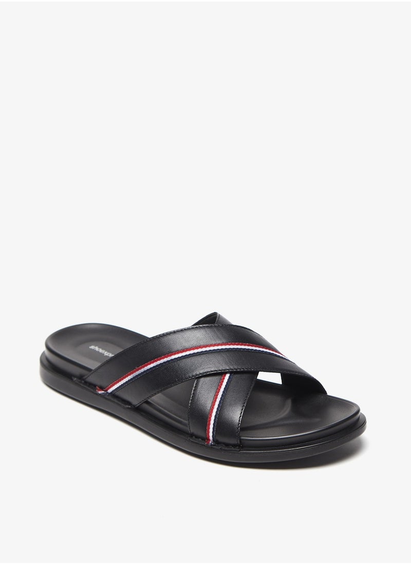 shoexpress - Mens Textured Cross Strap Slip On Arabic Sandals with Tape Detail - Image 1