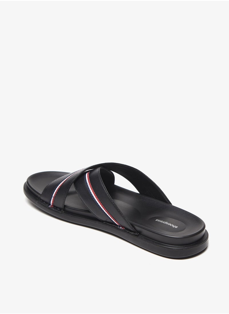 shoexpress - Mens Textured Cross Strap Slip On Arabic Sandals with Tape Detail - Image 1