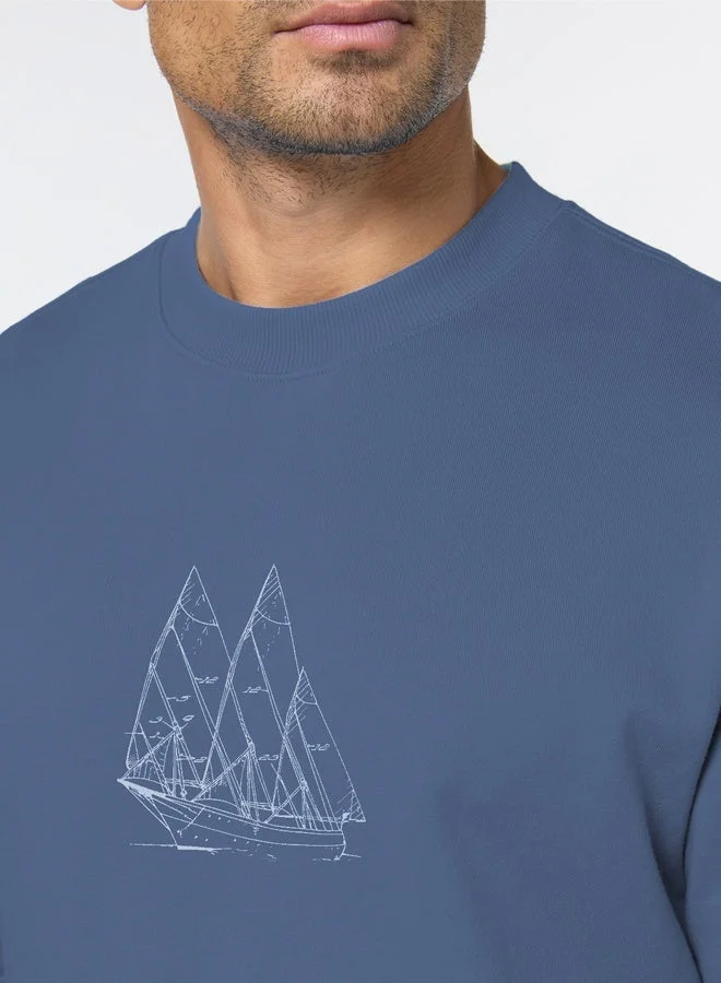 MANNERISM  The Calm Blue Cotton Sweatshirt with Relaxed Fit for Men | Best Price UAE