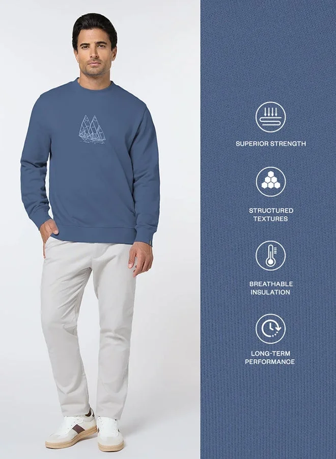 MANNERISM  The Calm Blue Cotton Sweatshirt with Relaxed Fit for Men | Best Price UAE