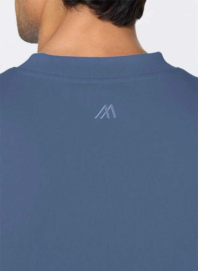 MANNERISM  The Calm Blue Cotton Sweatshirt with Relaxed Fit for Men | Best Price UAE