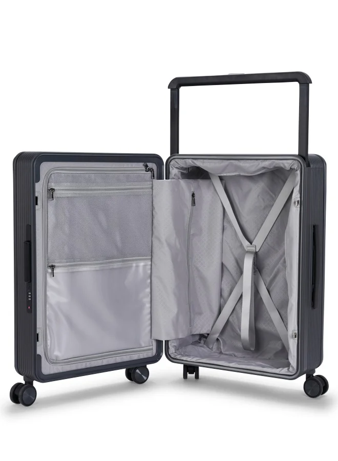 LIMRA Travel Bag From Limra It contains two compartments Made Of PC Luggage Trolley Size 24 inch Color Grey