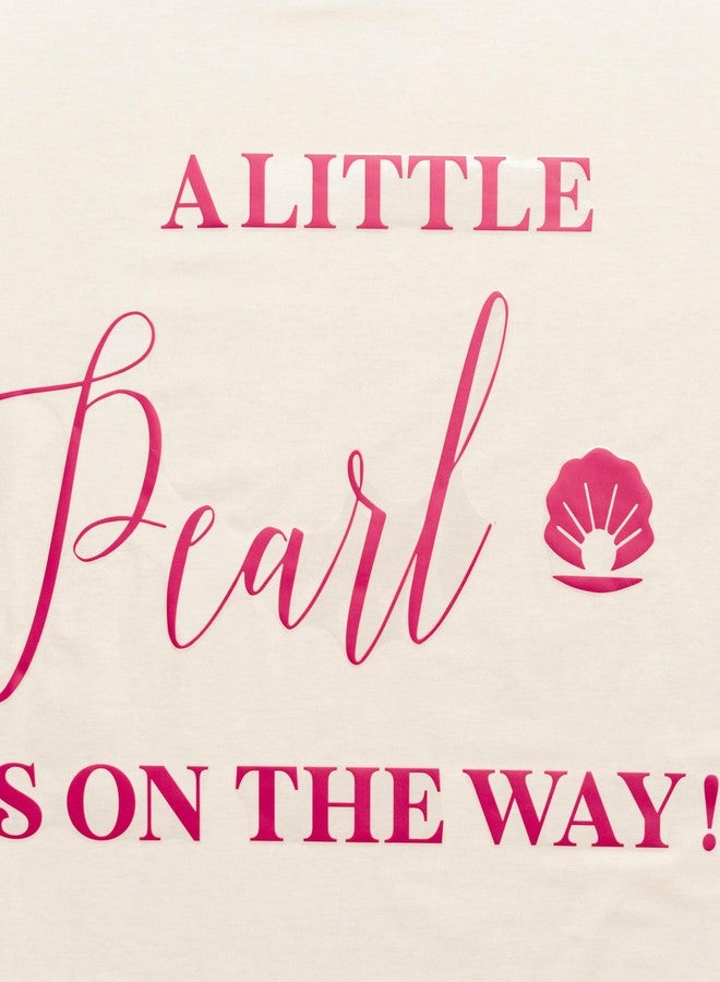 Capiont A Little Pearl is on The Way Decal - Sea Themed Baby Shower Party Decor Stickers,Gender Reveal/Baby Shower Party Decor,Little Pearl Sign Mermaid Ocean Balloon Arch Backdrop (Red Pearl) - Image 3