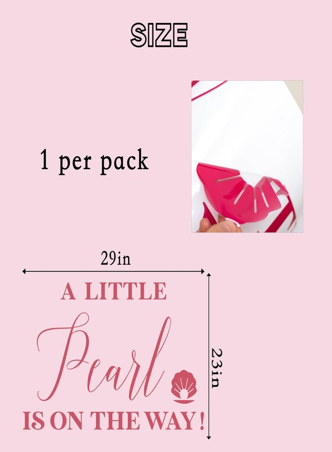 Capiont A Little Pearl is on The Way Decal - Sea Themed Baby Shower Party Decor Stickers,Gender Reveal/Baby Shower Party Decor,Little Pearl Sign Mermaid Ocean Balloon Arch Backdrop (Red Pearl) - Image 2
