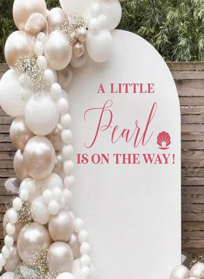 Capiont A Little Pearl is on The Way Decal - Sea Themed Baby Shower Party Decor Stickers,Gender Reveal/Baby Shower Party Decor,Little Pearl Sign Mermaid Ocean Balloon Arch Backdrop (Red Pearl) - Image 1