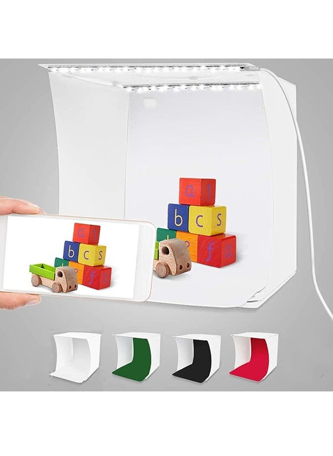 ماركة غير محددة صندوق إضاءة LED احترافي من Photo Studio طقم خيمة تصوير فوتوغرافي محمول مقاس 40 × 40 سم صندوق إضاءة أبيض قابل للطي مع شريطين LED و70 مصباح LED و4 خلفيات  - Image 1