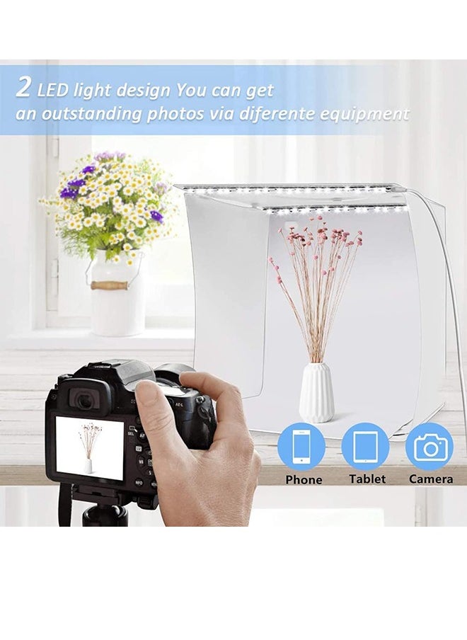 ماركة غير محددة صندوق إضاءة LED احترافي من Photo Studio طقم خيمة تصوير فوتوغرافي محمول مقاس 40 × 40 سم صندوق إضاءة أبيض قابل للطي مع شريطين LED و70 مصباح LED و4 خلفيات  - Image 4