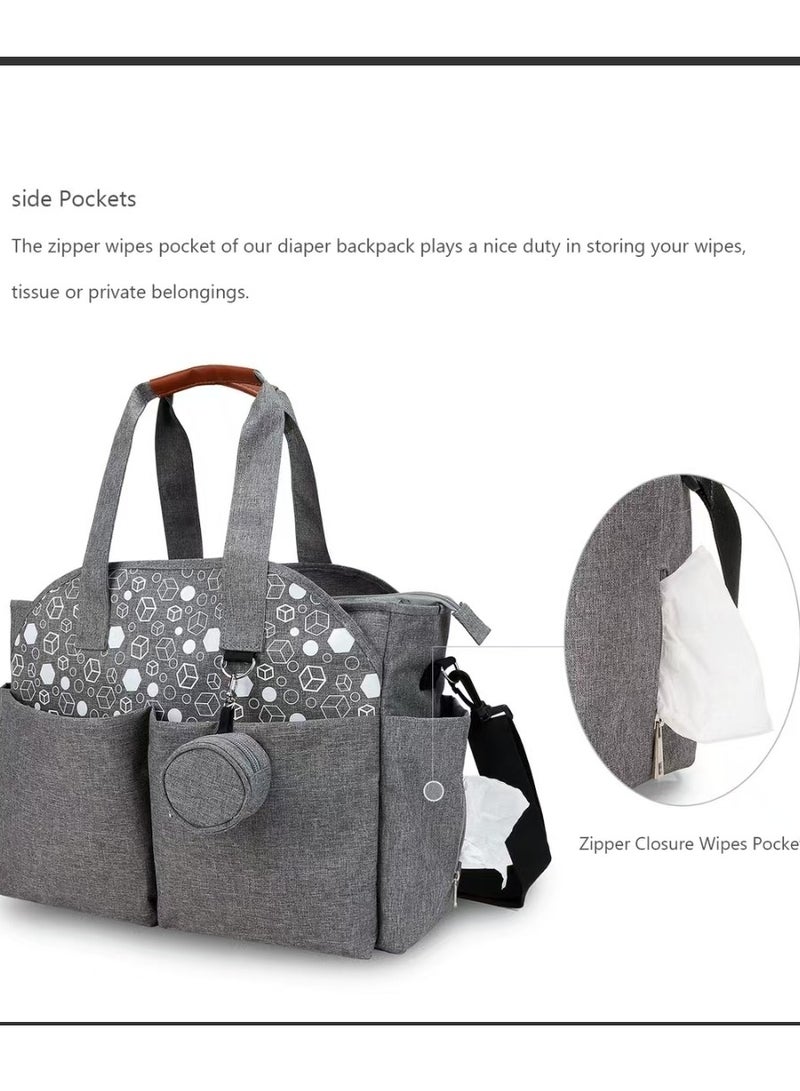 Multifunctional Signature Diaper Bag With Changing Mat - Grey  - Image 4