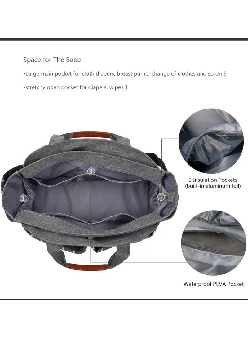 Multifunctional Signature Diaper Bag With Changing Mat - Grey  - Image 3