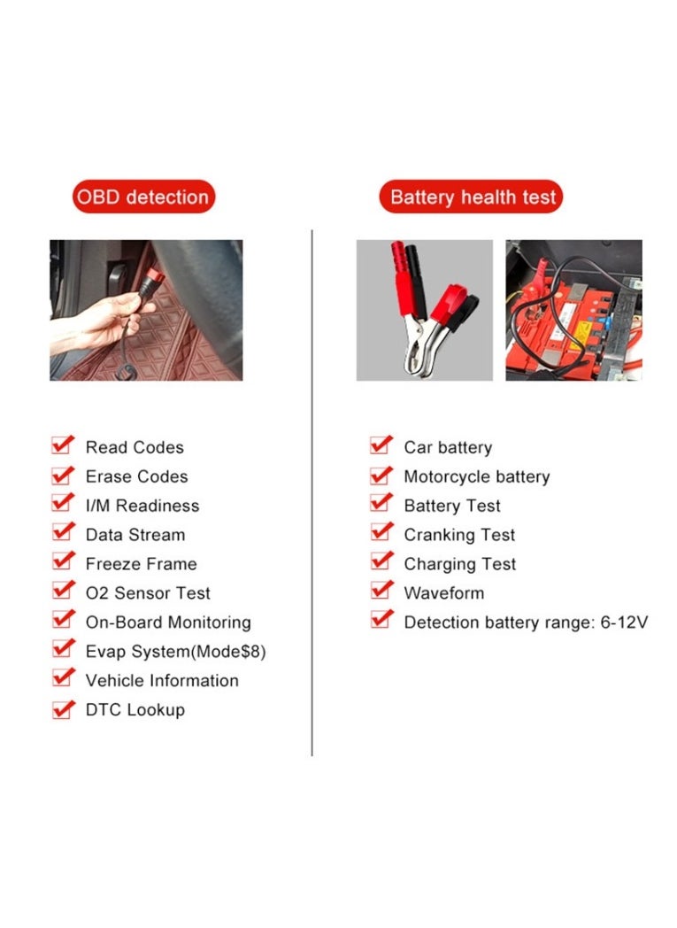 كونوي جهاز KONNWEI KW870 2 في 1 لتشخيص الأعطال عبر OBD2 واختبار البطارية في السيارات.  - Image 4